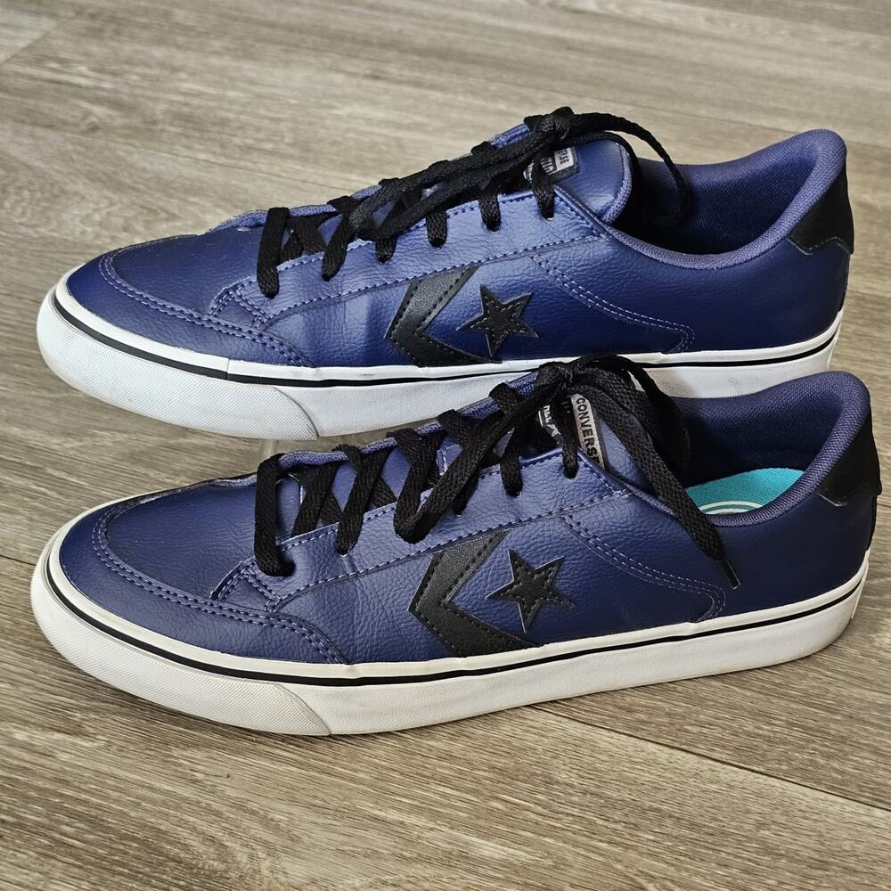 B8 Converse Tobin Mens Blue Black Synthetic Leather Low Top Shoes A05603C US11,5
